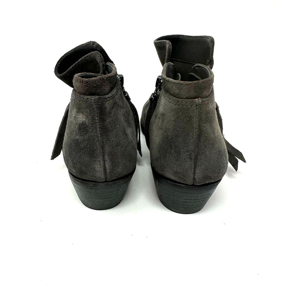 Sam Edelman size 6.5 booties dark gray leather upper side zip access both sides - Picture 5 of 11
